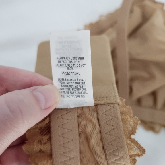 Aerie Womens Lace Bralette Size XL Nude Tan Triangle Adjustable‎ Coquette - Picture 6 of 7